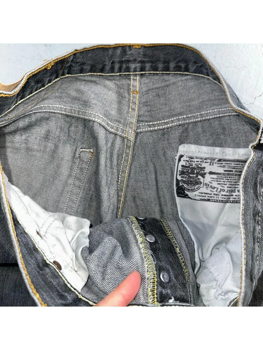 Levis 501 Vintage Y2K XX Straight Leg Jeans Black Light Wash 34x34 Act 33x33
